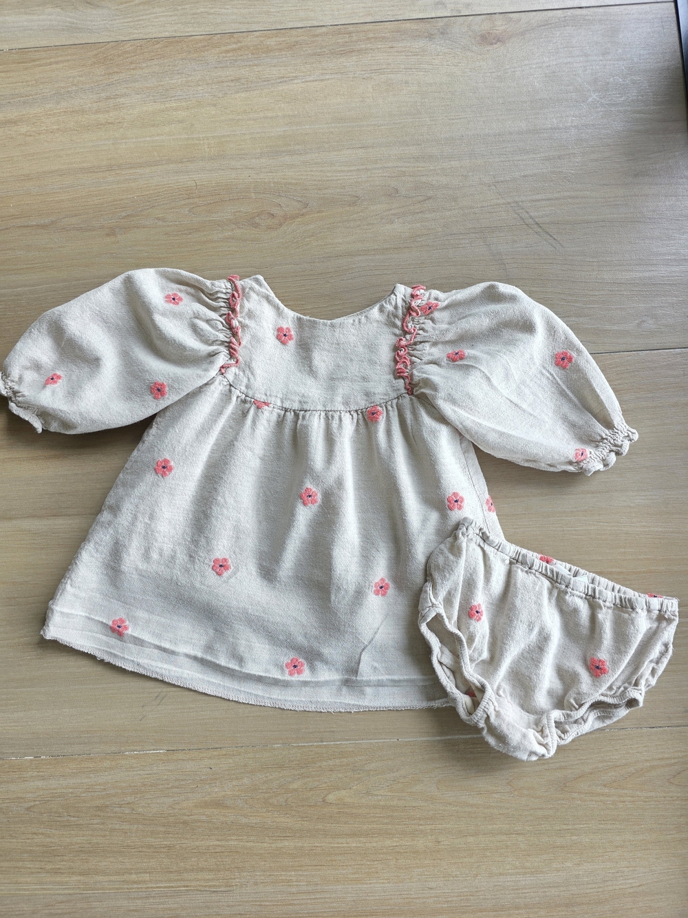 Zara Baby Floral Embroidered Dress Set 3-6M (68 cm) | Dress + Bloomers